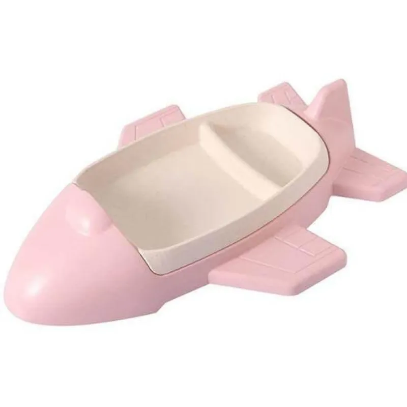 Kinder The Decor Haven Kinderwagen & Zubehör-Flugzeug-Bambus-Kindergeschirr-Set – Umweltfreundliches Geschirr