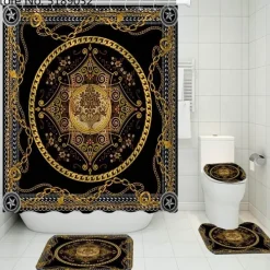 Aqua Essence Badezimmer-French Touch Duschvorhang-Set – Elegantes Badezimmerdekor