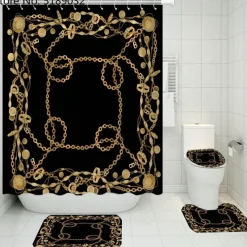 Aqua Essence Badezimmer-French Touch Duschvorhang-Set – Elegantes Badezimmerdekor