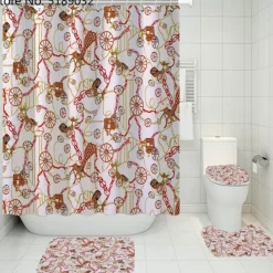 Aqua Essence Badezimmer-French Touch Duschvorhang-Set – Elegantes Badezimmerdekor