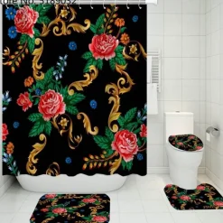 Aqua Essence Badezimmer-French Touch Duschvorhang-Set – Elegantes Badezimmerdekor