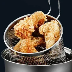 Tom Küche & Esszimmer-Frittierkorb aus Edelstahl – Pommes-Frites-Sieb, Abtropfwerkzeug für knuspriges Kochen