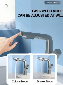 The Blissful Bath Badezimmer-Futuristic Rotating Pull-Out Kitchen Faucet - Modern European Design