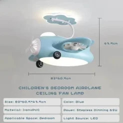 Kinder Comfort u0026 Style Kinderzimmermöbel|Beleuchtung-Futuristische Flugzeug-Deckenventilatorlampe - RC-Schlafzimmerlampe für Kinder