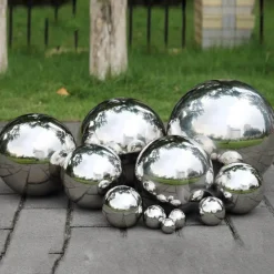 The Gilded Nest Outdoor & Garten-Gartenkugel aus Edelstahl mit Spiegel – Modernes Ornament für den Außenbereich