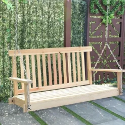 Nomad Gear Camping Im Freien|Outdoor-Artikel-Gartenschaukelbank aus Naturholz – 1,22 m hohe Sitzgelegenheiten im Freien