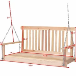 Nomad Gear Camping Im Freien|Outdoor-Artikel-Gartenschaukelbank aus Naturholz – 1,22 m hohe Sitzgelegenheiten im Freien