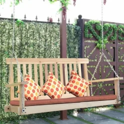 Nomad Gear Camping Im Freien|Outdoor-Artikel-Gartenschaukelbank aus Naturholz – 1,22 m hohe Sitzgelegenheiten im Freien