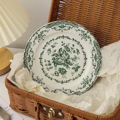 Elegance at the Table Küche & Esszimmer-Geblümter Essteller - Keramikgeschirr mit Rosendruck