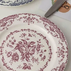 Elegance at the Table Küche & Esszimmer-Geblümter Essteller - Keramikgeschirr mit Rosendruck