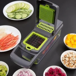 The Decor Haven Küche & Esszimmer-Gemüse- und Obstschneider mit 6 Klingen und Aufbewahrungsbox – multifunktionales Küchenwerkzeug