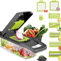 The Decor Haven Küche & Esszimmer-Gemüse- und Obstschneider mit 6 Klingen und Aufbewahrungsbox – multifunktionales Küchenwerkzeug