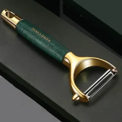 Tom Küche & Esszimmer-Gemüseschäler aus Edelstahl – Küchenwerkzeug mit Holzgriff