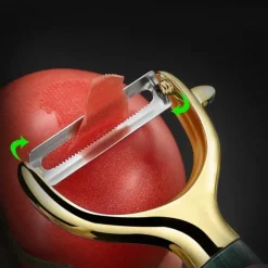 Tom Küche & Esszimmer-Gemüseschäler aus Edelstahl – Küchenwerkzeug mit Holzgriff