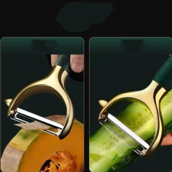 Tom Küche & Esszimmer-Gemüseschäler aus Edelstahl – Küchenwerkzeug mit Holzgriff