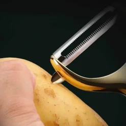 Tom Küche & Esszimmer-Gemüseschäler aus Edelstahl – Küchenwerkzeug mit Holzgriff