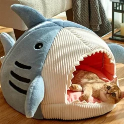Decor Haustierzubehör|Haustierbetten-Gemütliches Hai-Haustierbett – Tragbares warmes Haus für Katzen und Hunde