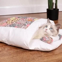 Decor Haustierzubehör|Haustierbetten-Gemütliches japanisches Katzenbett – entzückender Schlafplatz für Haustiere