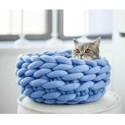 Decor Haustierzubehör|Haustierbetten-Gemütliches Strick-Haustierbett – Handgefertigter Komfort für Katzen und Hunde