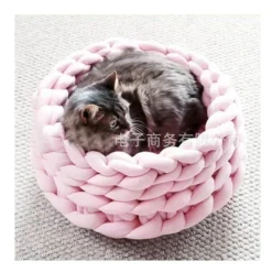 Decor Haustierzubehör|Haustierbetten-Gemütliches Strick-Haustierbett – Handgefertigter Komfort für Katzen und Hunde