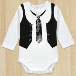 The Decor Haven Babykleidung|Babykleidung-Gentleman Baby Body - Weißer Langarm-Strampler
