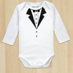 The Decor Haven Babykleidung|Babykleidung-Gentleman Baby Body - Weißer Langarm-Strampler