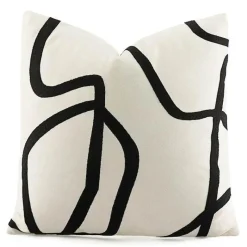 The Cushion Corner Bettzeug-Geometrisch bestickter Kissenbezug - Schwarz Weiß Beige Wildleder Canvas