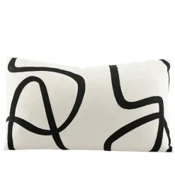 The Cushion Corner Bettzeug-Geometrisch bestickter Kissenbezug - Schwarz Weiß Beige Wildleder Canvas