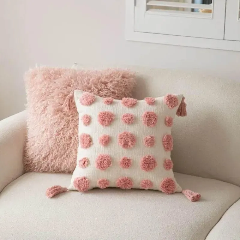 Cozy Cushions Bettzeug-Geometrische rosa getuftete Kissenbezüge - bestickte Kissenbezüge