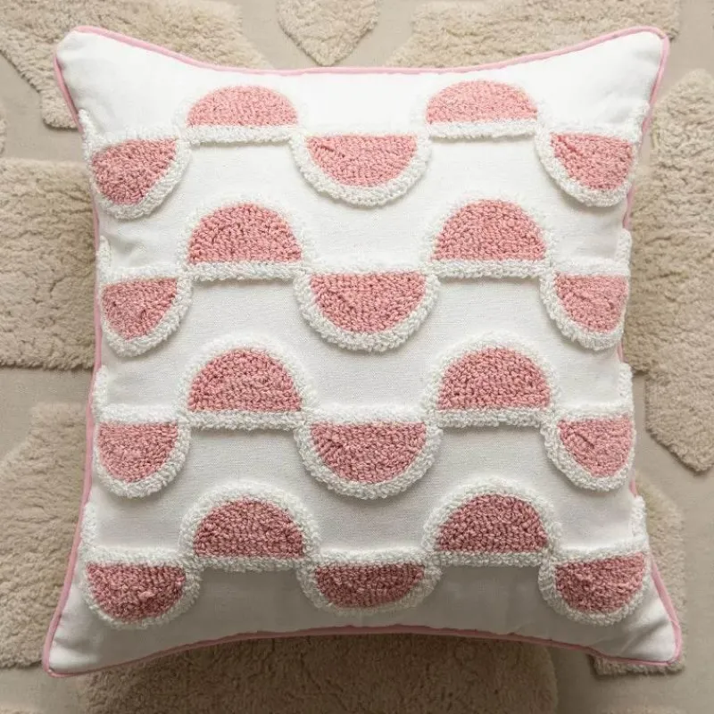 Cozy Cushions Bettzeug-Geometrische rosa getuftete Kissenbezüge - bestickte Kissenbezüge