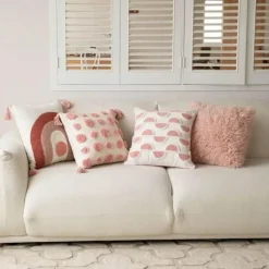 Cozy Cushions Bettzeug-Geometrische rosa getuftete Kissenbezüge - bestickte Kissenbezüge