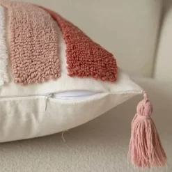 Cozy Cushions Bettzeug-Geometrische rosa getuftete Kissenbezüge - bestickte Kissenbezüge