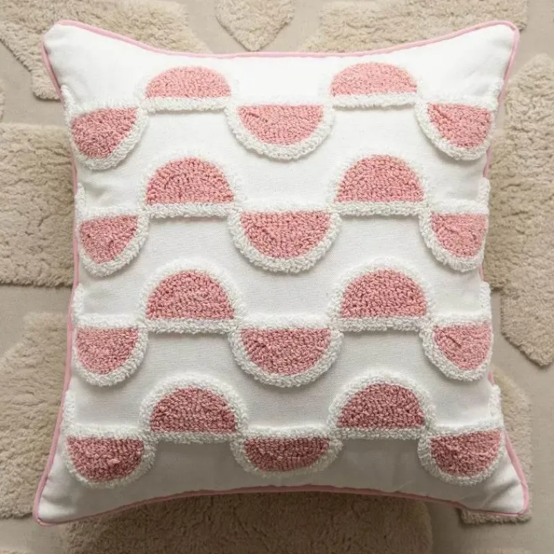 Cozy Cushions Bettzeug-Geometrische rosa getuftete Kissenbezüge - bestickte Kissenbezüge