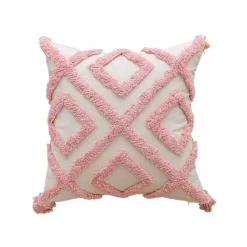 Cozy Cushions Bettzeug-Geometrische rosa getuftete Kissenbezüge - bestickte Kissenbezüge