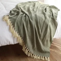 Wrap u0026 Relax Bettzeug-Geometrische Strickdecke – weiches, gemütliches Dekor