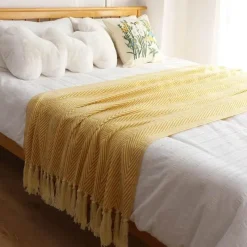 Wrap u0026 Relax Bettzeug-Geometrische Strickdecke – weiches, gemütliches Dekor