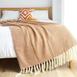 Wrap u0026 Relax Bettzeug-Geometrische Strickdecke – weiches, gemütliches Dekor