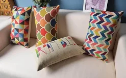 Plush Perch Bettzeug-Geometrischer bunter Lumbar Kissenbezug - Dekorative Kissenhülle