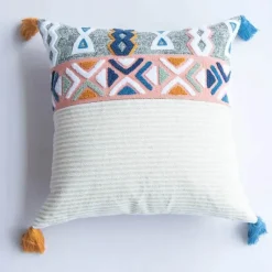 The Cushion Corner Bettzeug-Geometrischer Kissenbezug mit Quaste – besticktes Kissen für die Inneneinrichtung