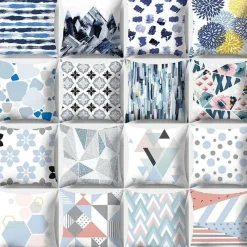 The Cushion Corner Bettzeug-Geometrisches hellblaues Kissenbezug-Set - Nordische dekorative Bettwäsche