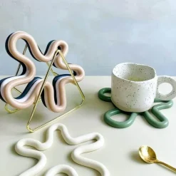 Tom Küche & Esszimmer-Geometrisches Silikon-Tischset mit rutschfesten Untersetzern und hitzebeständigem Topflappen