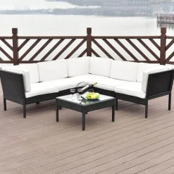 Nomad Gear Camping Im Freien|Outdoor & Garten-Gepolstertes Gartensofa-Set - 6-teiliges Ecksofa mit Tisch