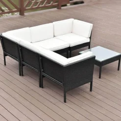 Nomad Gear Camping Im Freien|Outdoor & Garten-Gepolstertes Gartensofa-Set - 6-teiliges Ecksofa mit Tisch