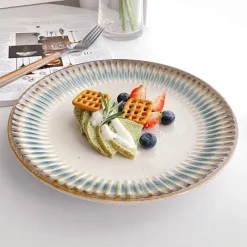 Elegance at the Table Küche & Esszimmer-Geprägter Keramikteller – vertikales Maserungsdesign