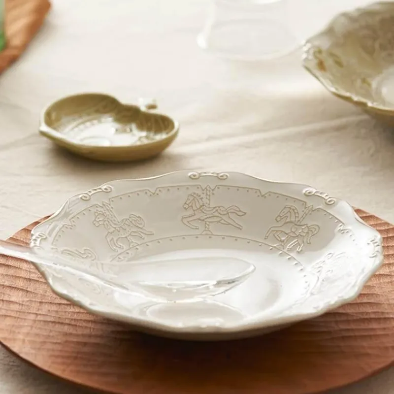 Elegance at the Table Küche & Esszimmer-Geprägter Suppenteller aus Keramik – Essgeschirr im französischen Stil