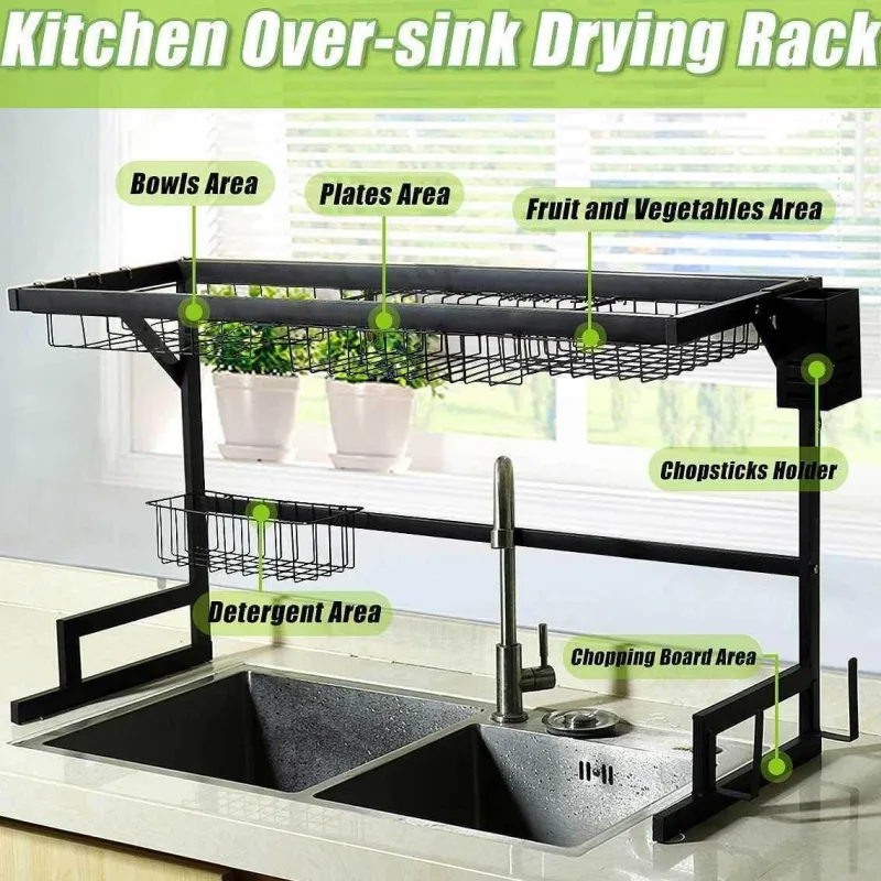 Cozy Living Küche & Esszimmer|Möbel-Geschirrständer aus Edelstahl für die Spüle – Küchenorganizer und Abtropffläche