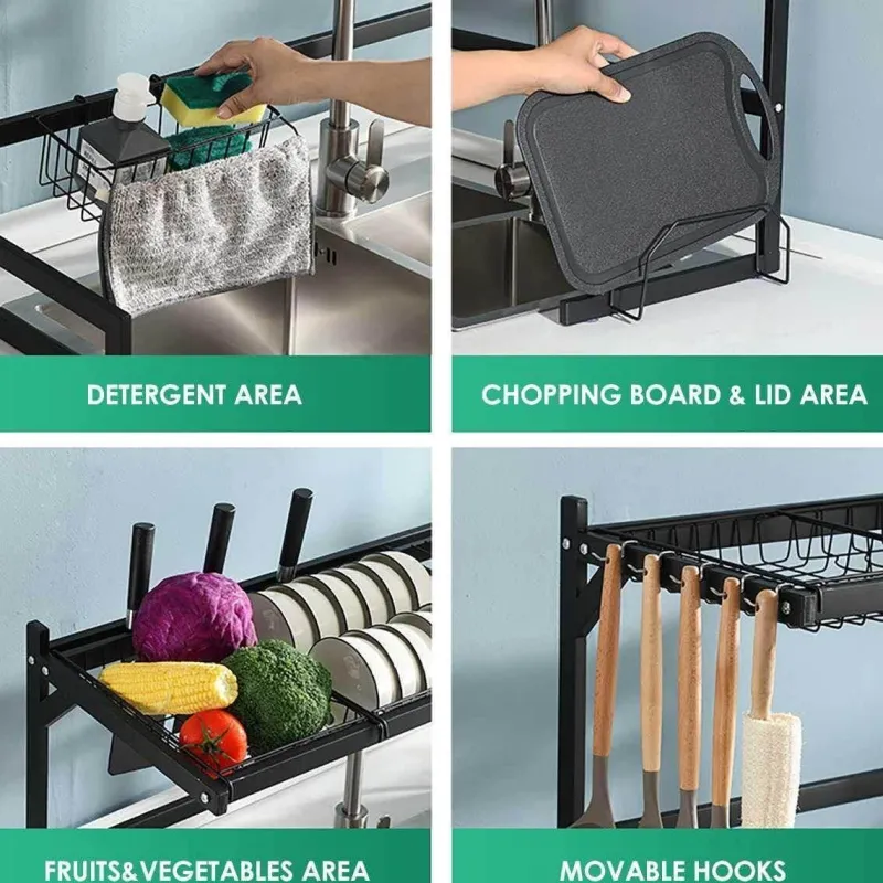Cozy Living Küche & Esszimmer|Möbel-Geschirrständer aus Edelstahl für die Spüle – Küchenorganizer und Abtropffläche
