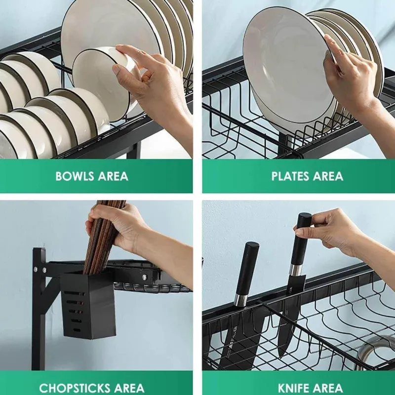 Cozy Living Küche & Esszimmer|Möbel-Geschirrständer aus Edelstahl für die Spüle – Küchenorganizer und Abtropffläche