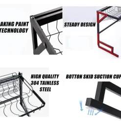 Cozy Living Küche & Esszimmer|Möbel-Geschirrständer aus Edelstahl für die Spüle – Küchenorganizer und Abtropffläche