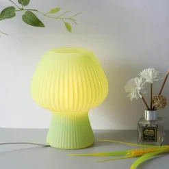 Bright Accents Beleuchtung-Gestreifte Pilz-Tischlampe – Stilvolle Glasleuchte